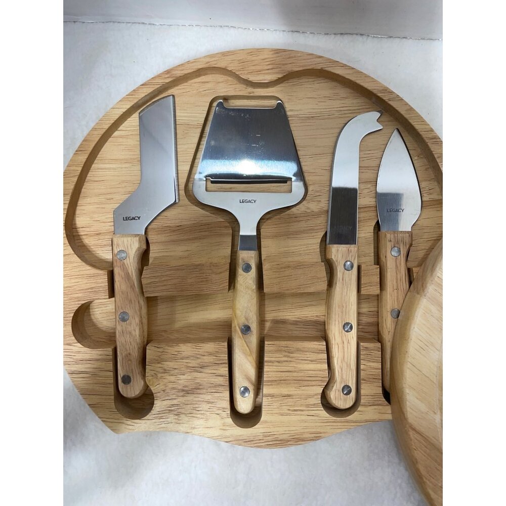 Legacy By Picnic Time Cheese Board & Knife Set With Wood Handles & Stainless Ste